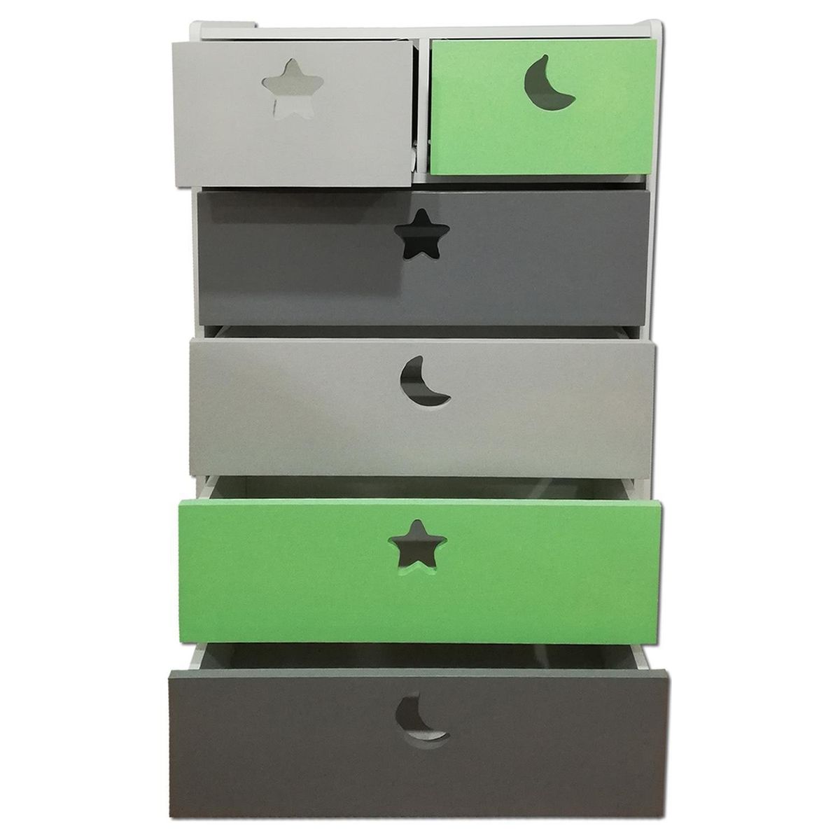 MUEBLES KIDS - Cajonera 6 Cajón(es) Verde Gris 70x115x40 cm Multicolor