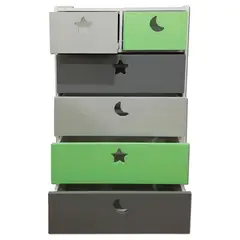 MUEBLES KIDS - Cajonera 6 Cajón(es) Verde Gris 70x115x40 cm Multicolor