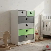 Cajonera 6 Cajón(es) Verde Gris 70x115x40 cm Multicolor