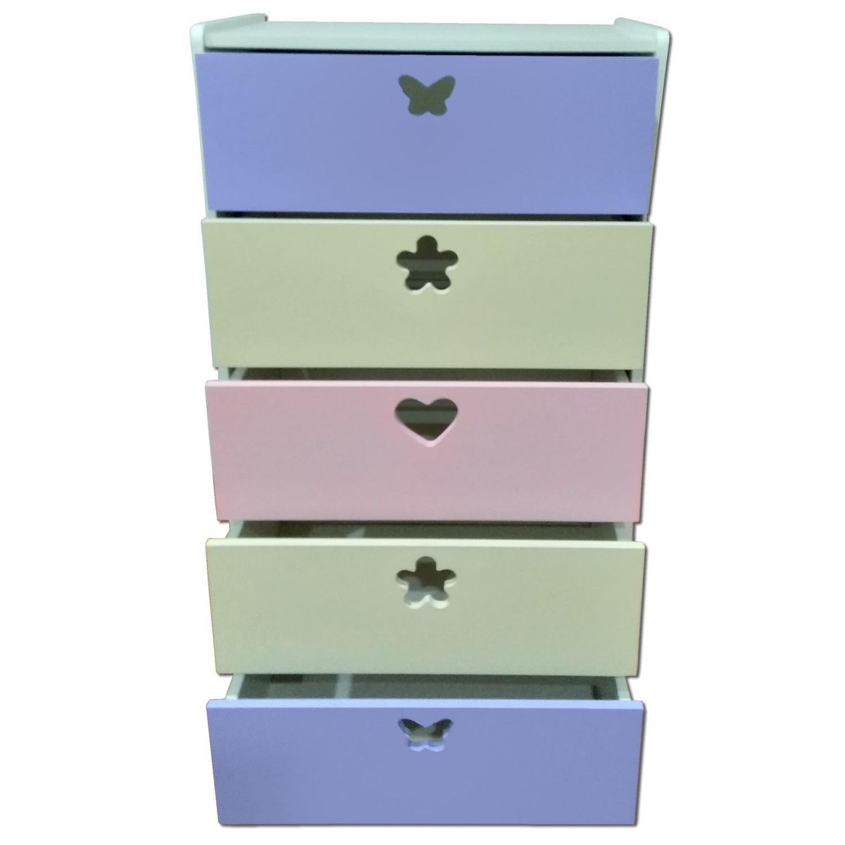 MUEBLES KIDS - Cajonera 5 Cajón(es) Crema/ Lila 60x115x40 cm Crema, Lila, Rosado