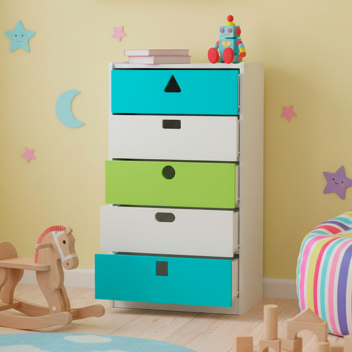 MUEBLES KIDS - Cajonera 5 Cajón(es) Geometric 60x115x40 cm Multicolor