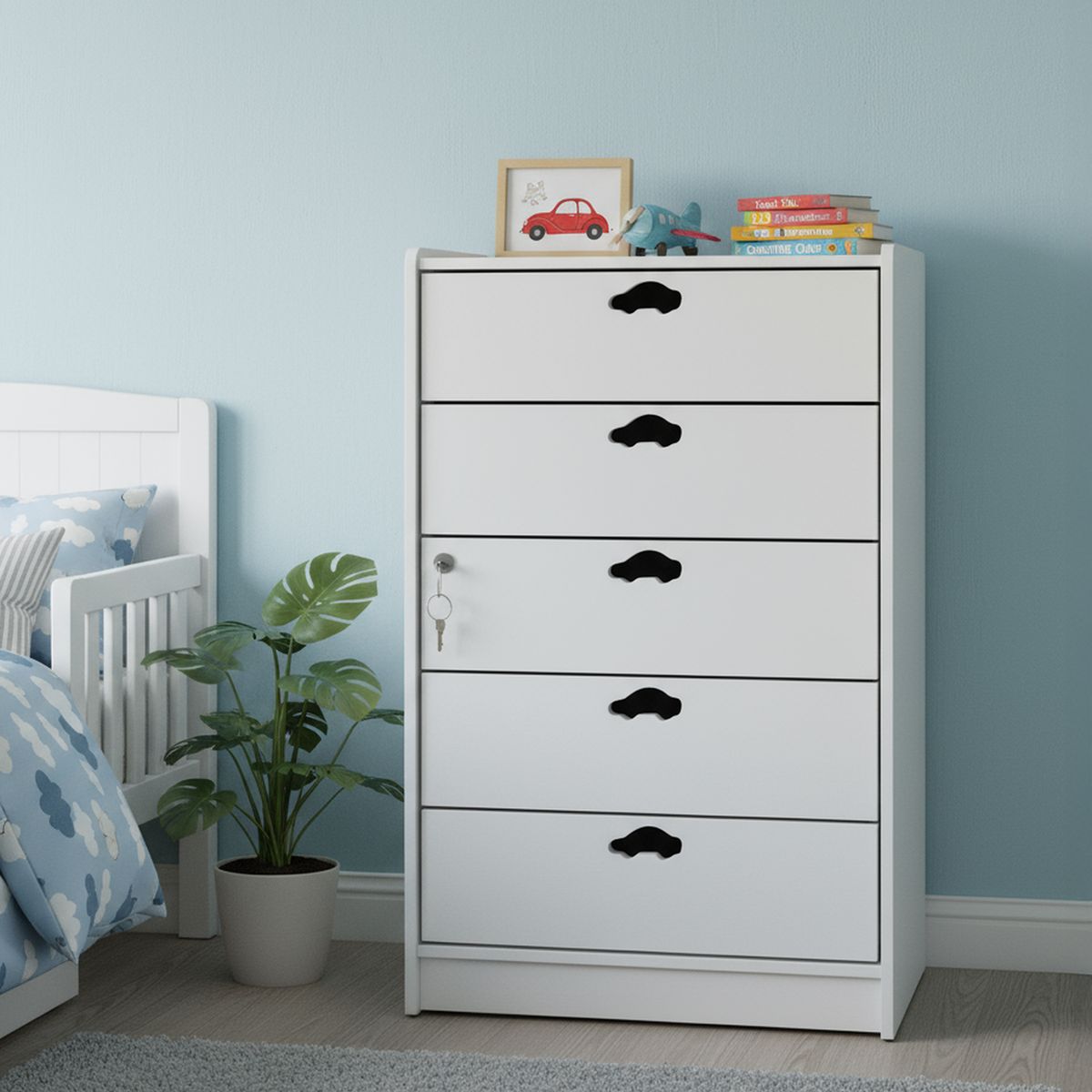 MUEBLES KIDS - Cajonera 5 Cajón(es) Blanca Auto 60x115x40 cm Blanco