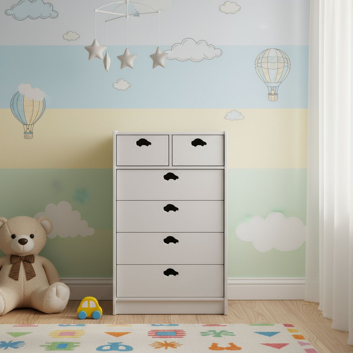 MUEBLES KIDS - Cajonera 6 Cajón(es) Blanca Auto 70x115x40 cm Blanco