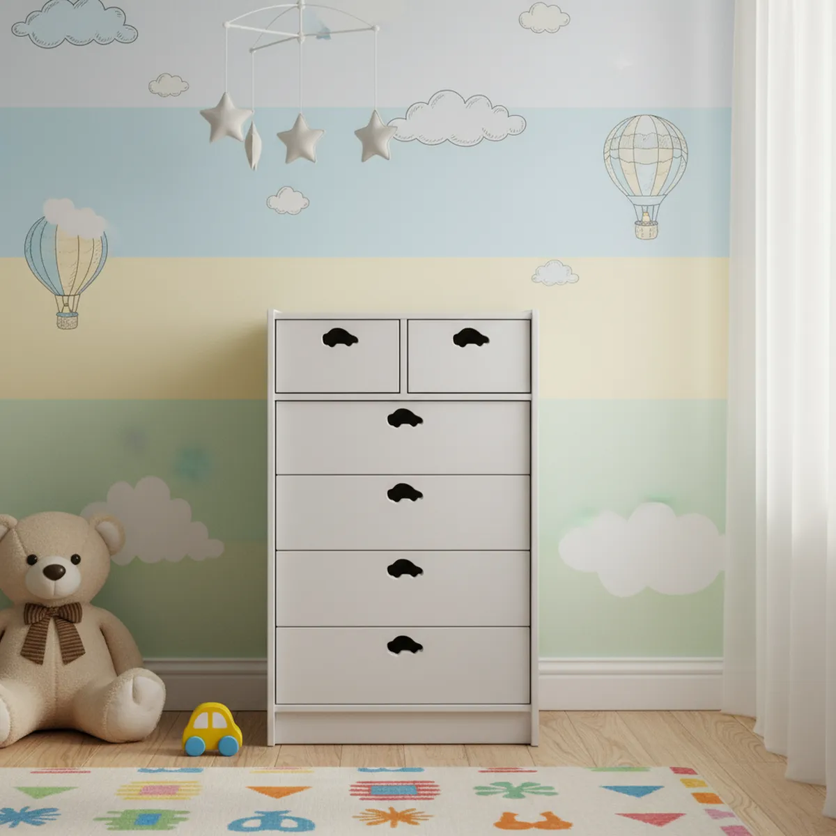 MUEBLES KIDS - Cajonera 6 Cajón(es) Blanca Auto 70x115x40 cm Blanco