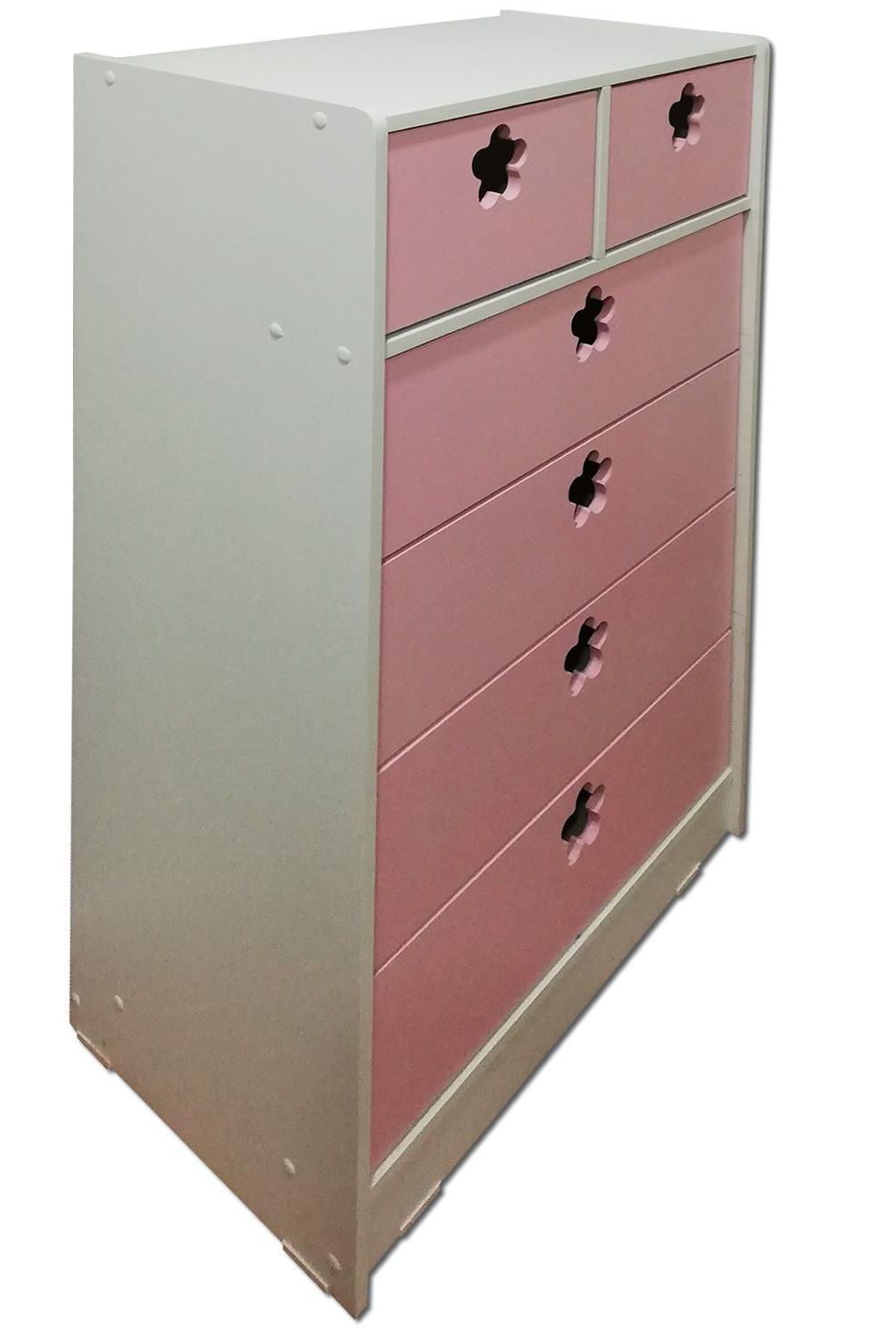 MUEBLES KIDS - Cajonera 6 Cajón(es) Rosado Flor 70x115x40 cm Rosado