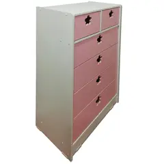 MUEBLES KIDS - Cajonera 6 Cajón(es) Rosado Flor 70x115x40 cm Rosado