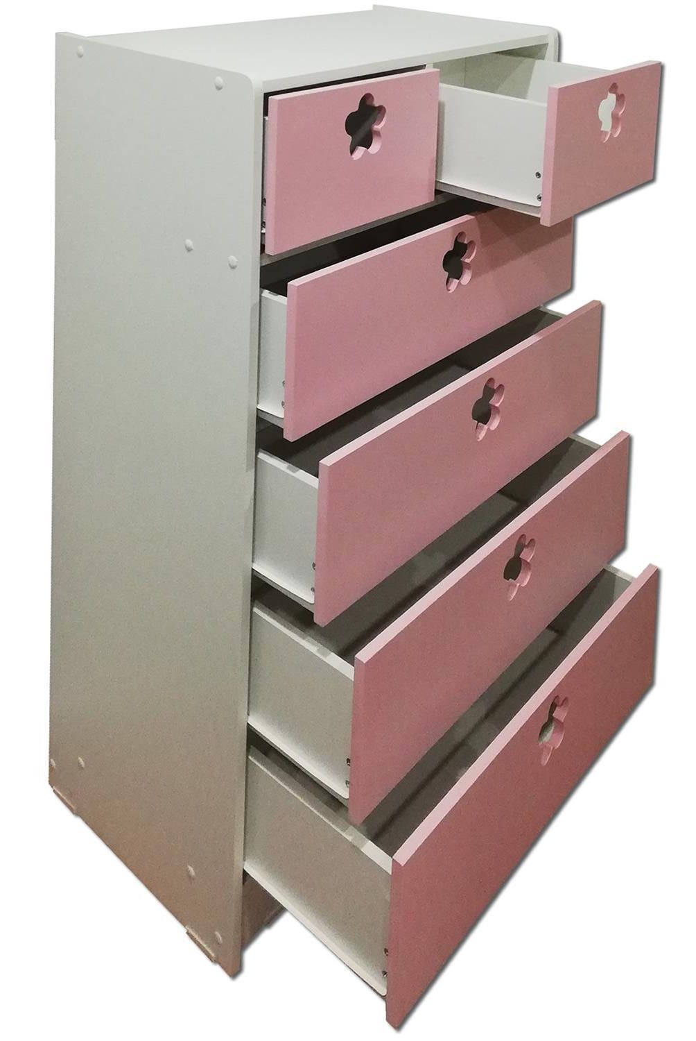MUEBLES KIDS - Cajonera 6 Cajón(es) Rosado Flor 70x115x40 cm Rosado