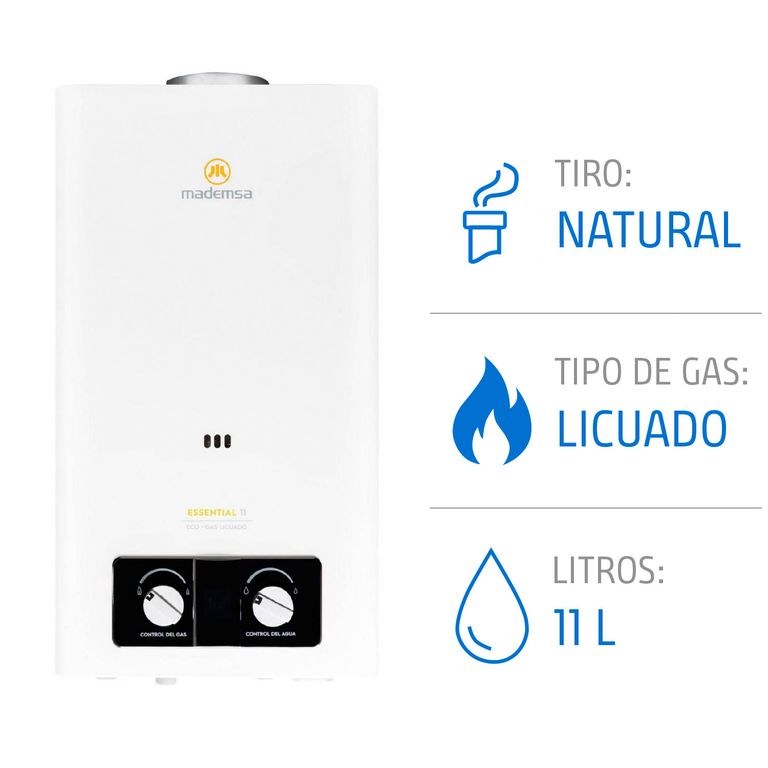Calefont 11 Litros Gas Licuado Tiro Natural Ionizado