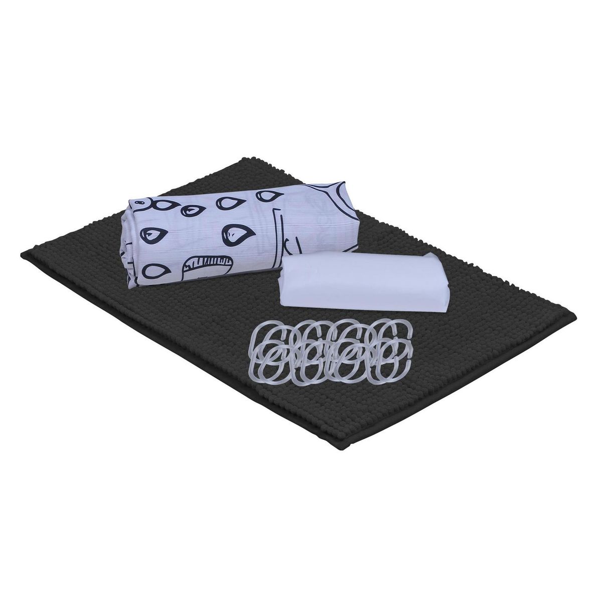 MASHINI - Set cortina de baño bath 4 piezas