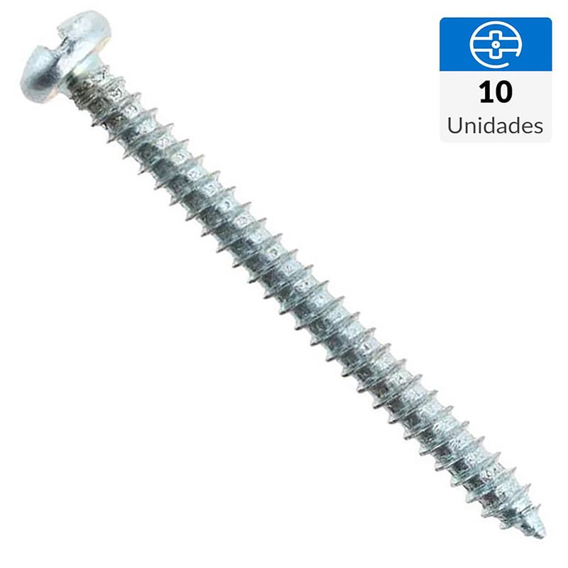 FIXSER - Tornillo Roscalata Cabeza Phillips Metal 1-1/4 " 8 mm 10 Unidades