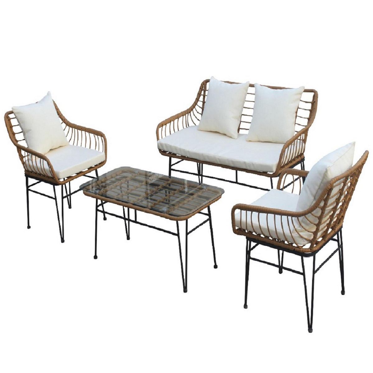 EL BARCO - Juego de Terraza Living Ubud 4 Personas Café