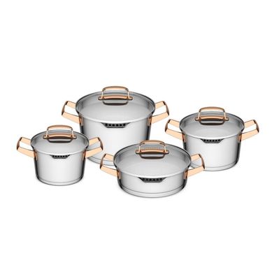 Batera cocina Acero Asas de cobre Niza 8 piezas.