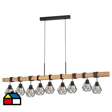 Lmpara colgante acero negro E27 9X60W