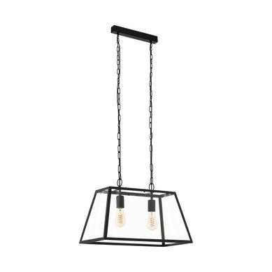 Lmpara colgante acero negro E27 2X60W.