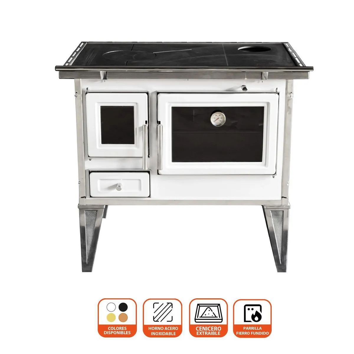 ALCAZAR - Cocina a Leña Calbuco L 80 Blanca