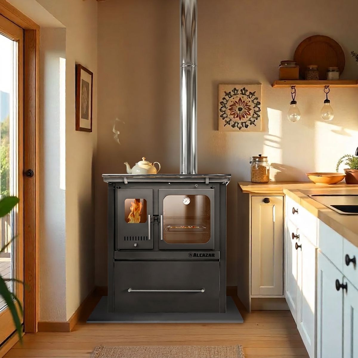 ALCAZAR - Cocina a Leña Europea M70 Gris