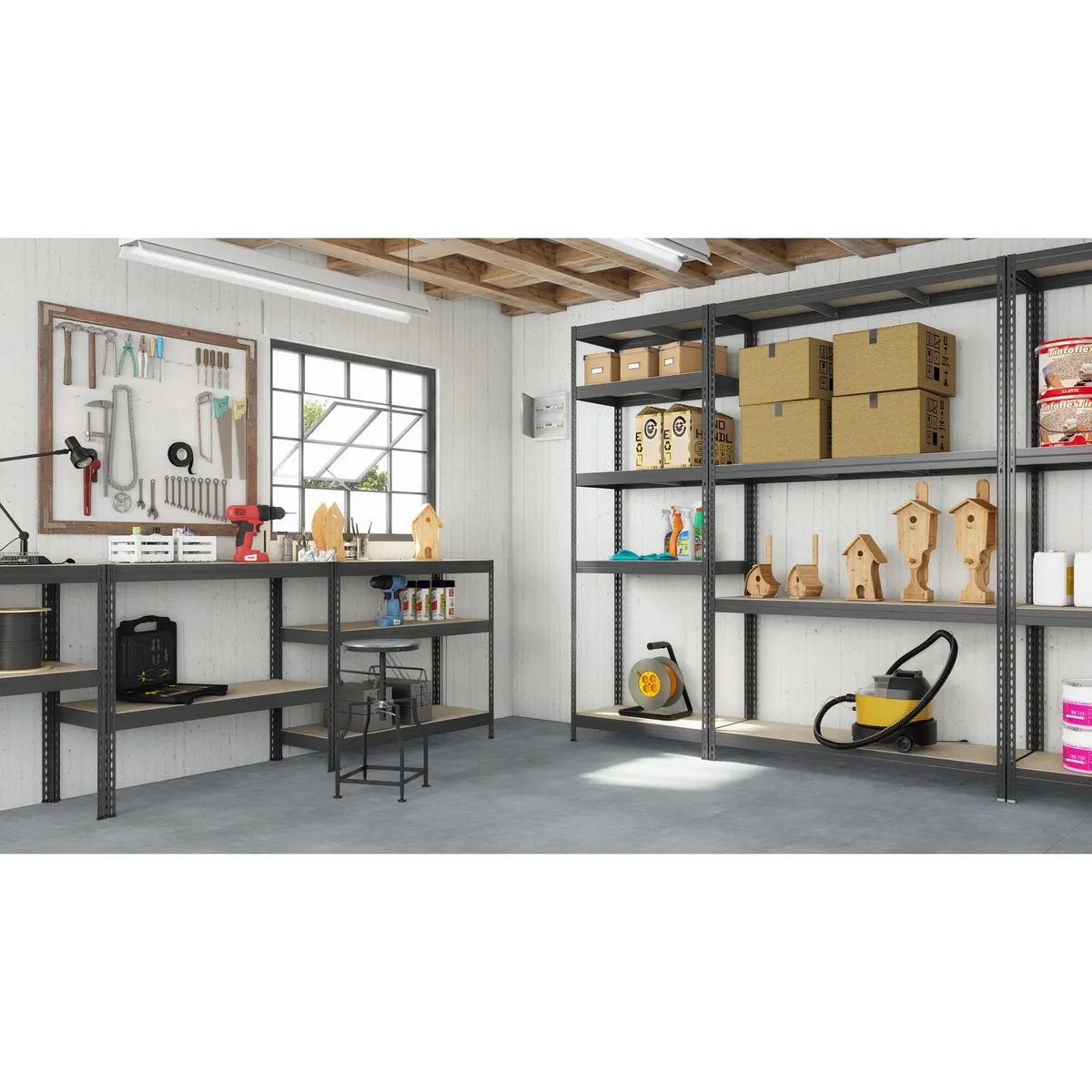 FIXSER - Estante Metal 5 Nivel(es) 90x176x40 cm Grafito