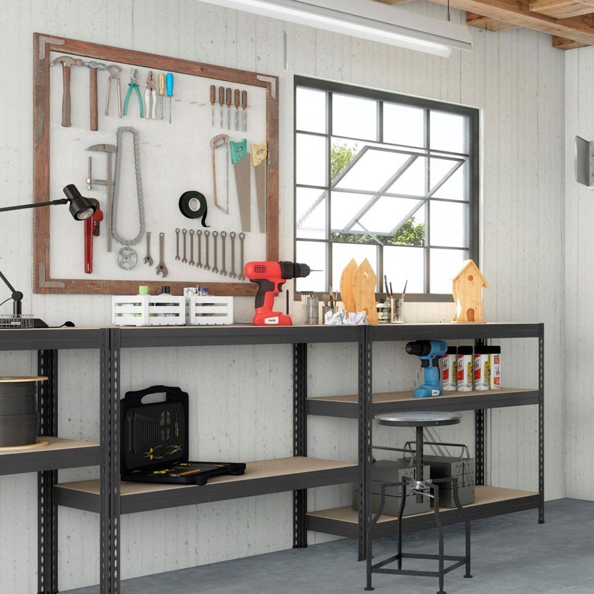 FIXSER - Estante Remache Metal 5 Nivel(es) 100x192x50 cm Grafito