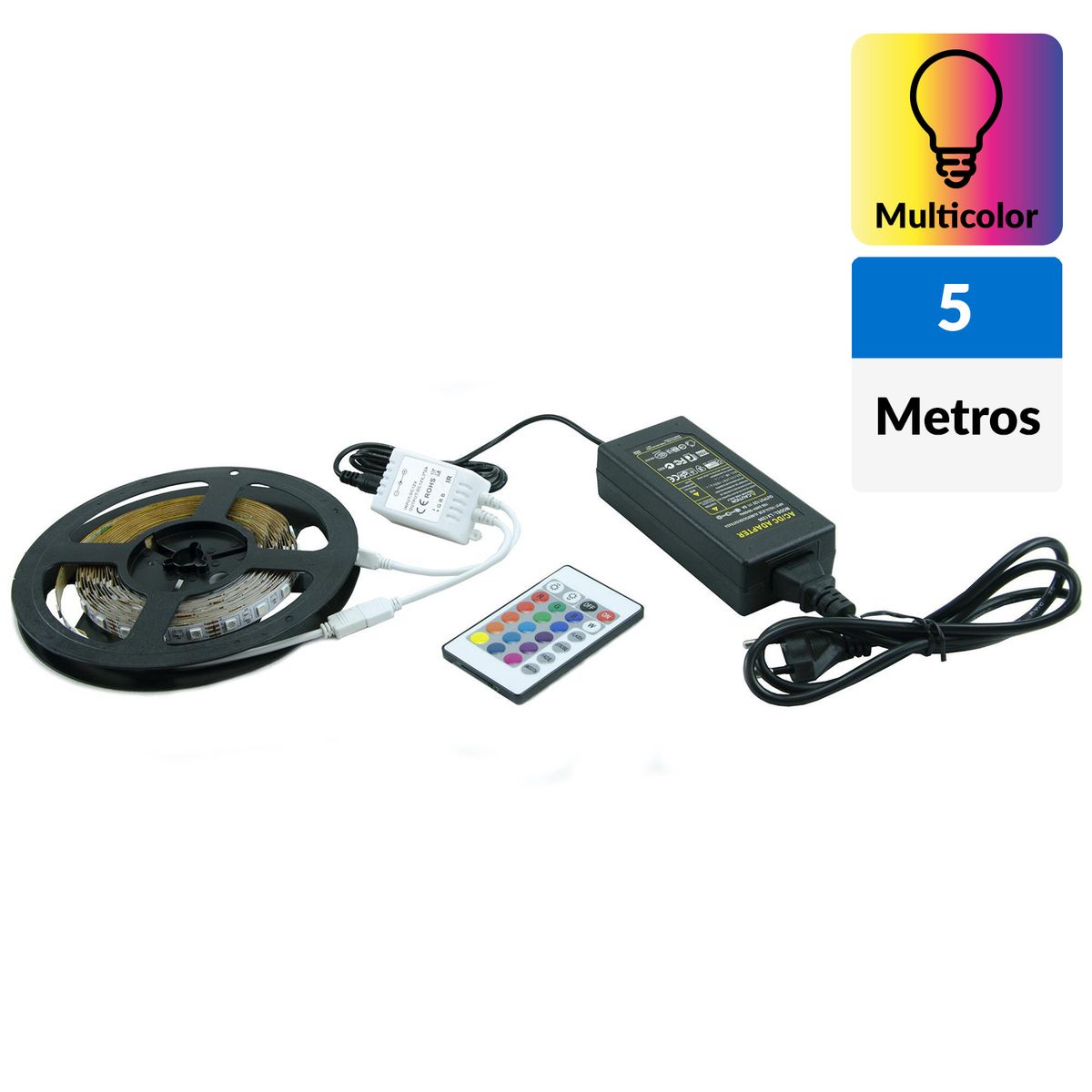 LEDZONE - Cinta rgb multicolor control remoto 5m