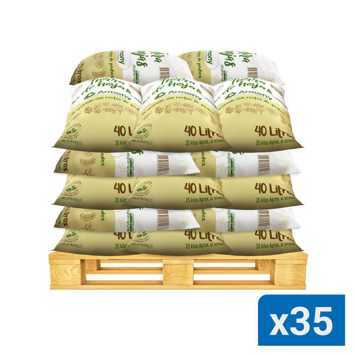 ARMONY - Pack 35 sacos tierra de hojas 40 l