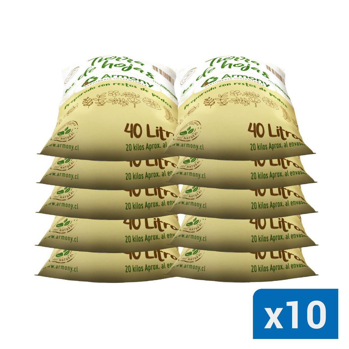 ARMONY - Pack 10 sacos tierra de hojas 40 l