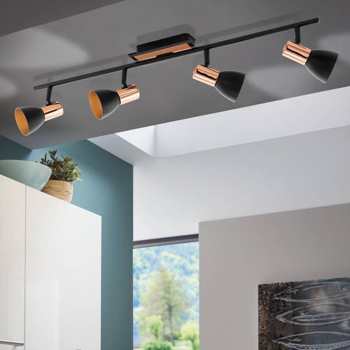 EGLO - Barra Led Barnham 4 Luces Acero Negro