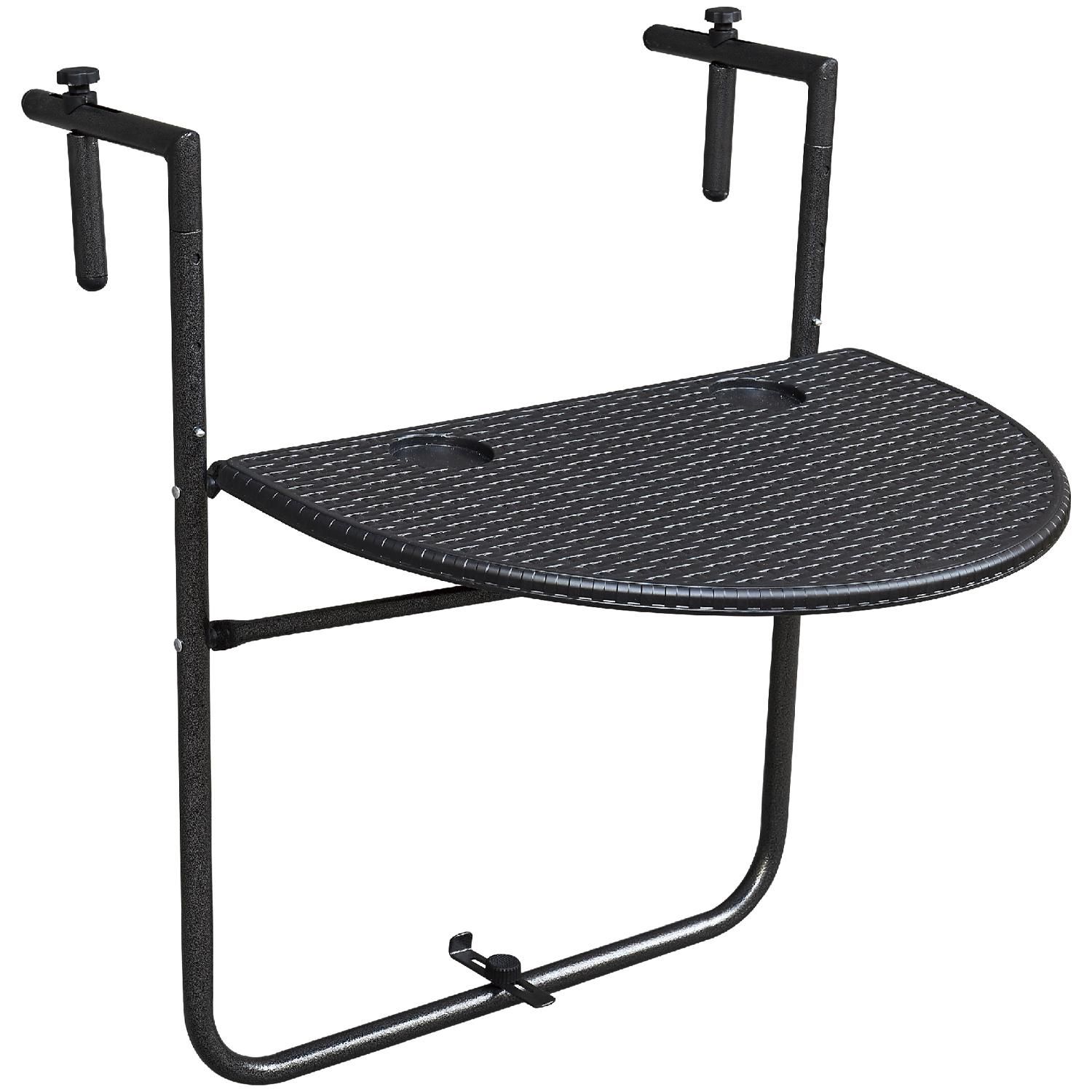 Vista lateral de la mesa para balcón 60 cm