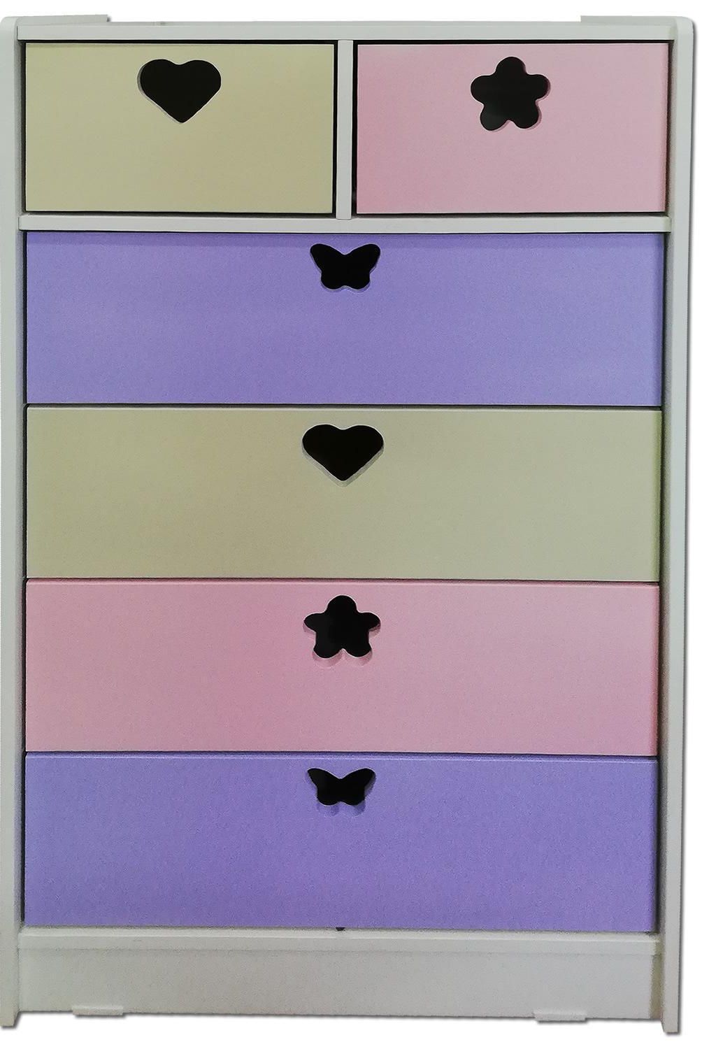 MUEBLES KIDS - Cajonera 6 Cajón(es) Crema Lila 70x115x40 cm Crema
