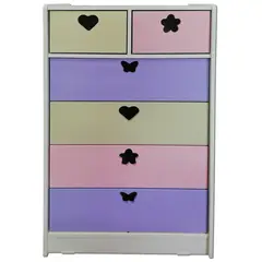 MUEBLES KIDS - Cajonera 6 Cajón(es) Crema Lila 70x115x40 cm Crema