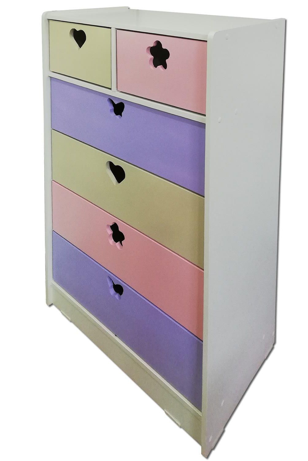 MUEBLES KIDS - Cajonera 6 Cajón(es) Crema Lila 70x115x40 cm Crema
