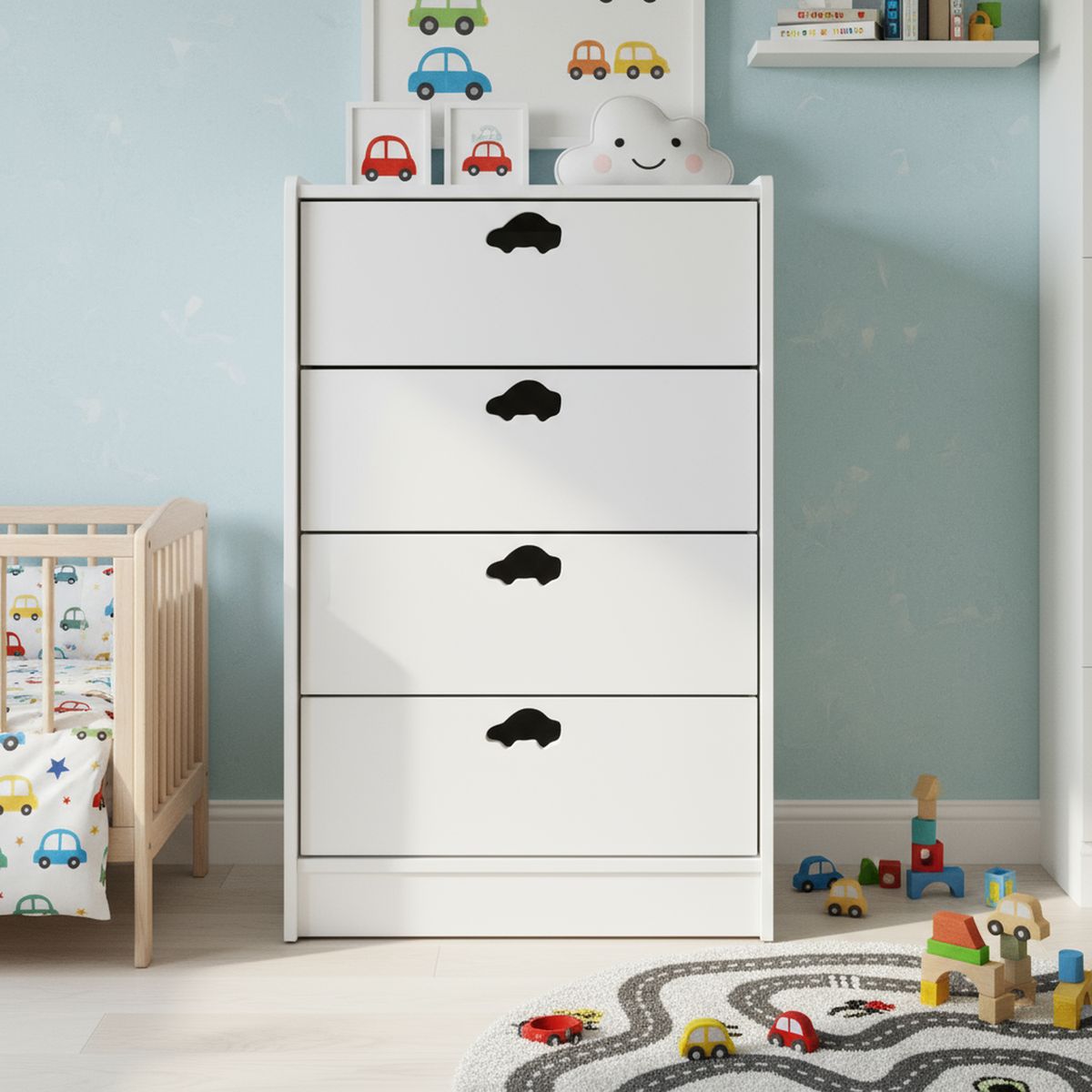 MUEBLES KIDS - Cajonera 4 Cajón(es) Blanca auto 60x95x40 cm Blanco