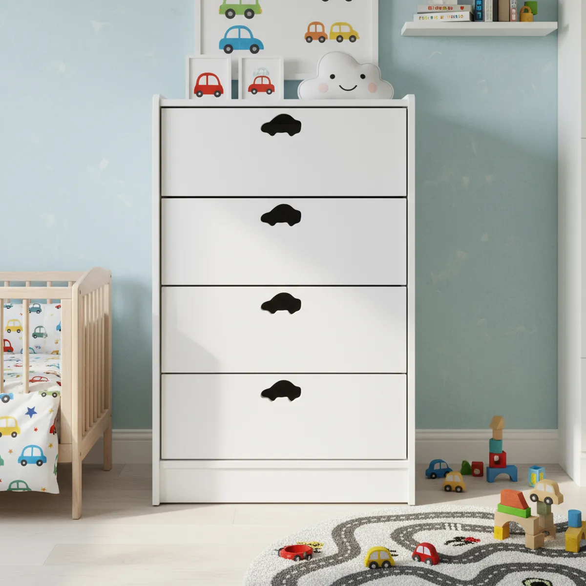 MUEBLES KIDS - Cajonera 4 Cajón(es) Blanca auto 60x95x40 cm Blanco