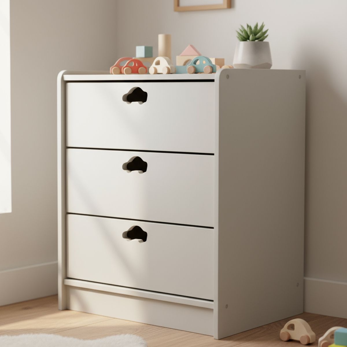 MUEBLES KIDS - Cajonera 3 Cajón(es) Blanco auto 60x75x40 cm Blanco