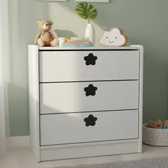 MUEBLES KIDS - Cajonera 3 Cajón(es) Blanca Flor 60x75x40 cm Blanca