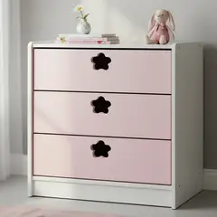 MUEBLES KIDS - Cajonera 3 Cajón(es) Rosado Flor 60x75x40 cm Rosado