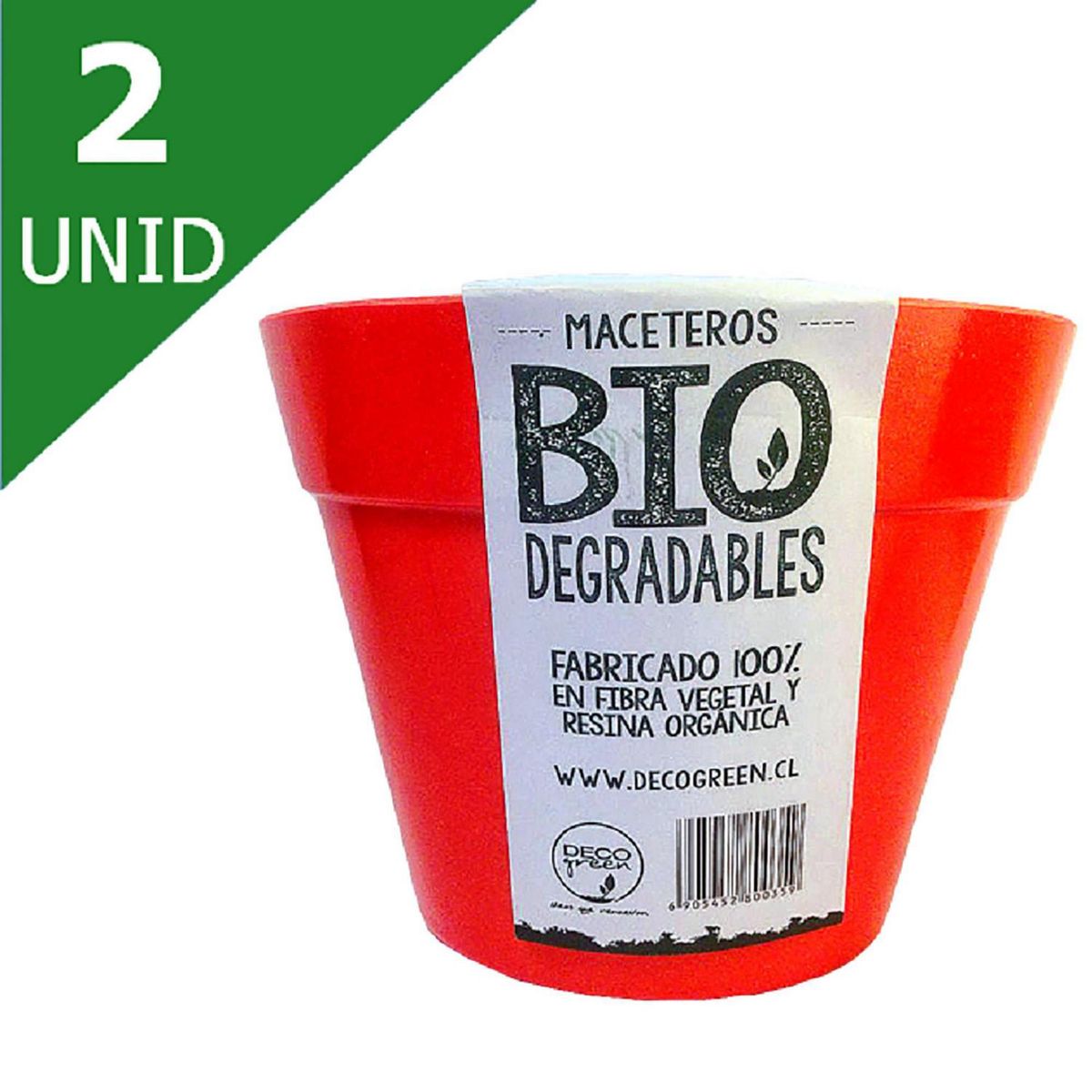 DECOGREEN - Set 2 Maceteros Biodegradables de Silicona 13.7x10.3 cm Rojo