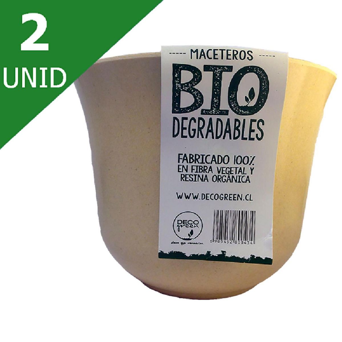 DECOGREEN - Set 2 Maceteros Biodegradables de Silicona 16.5x13 cm Blanco
