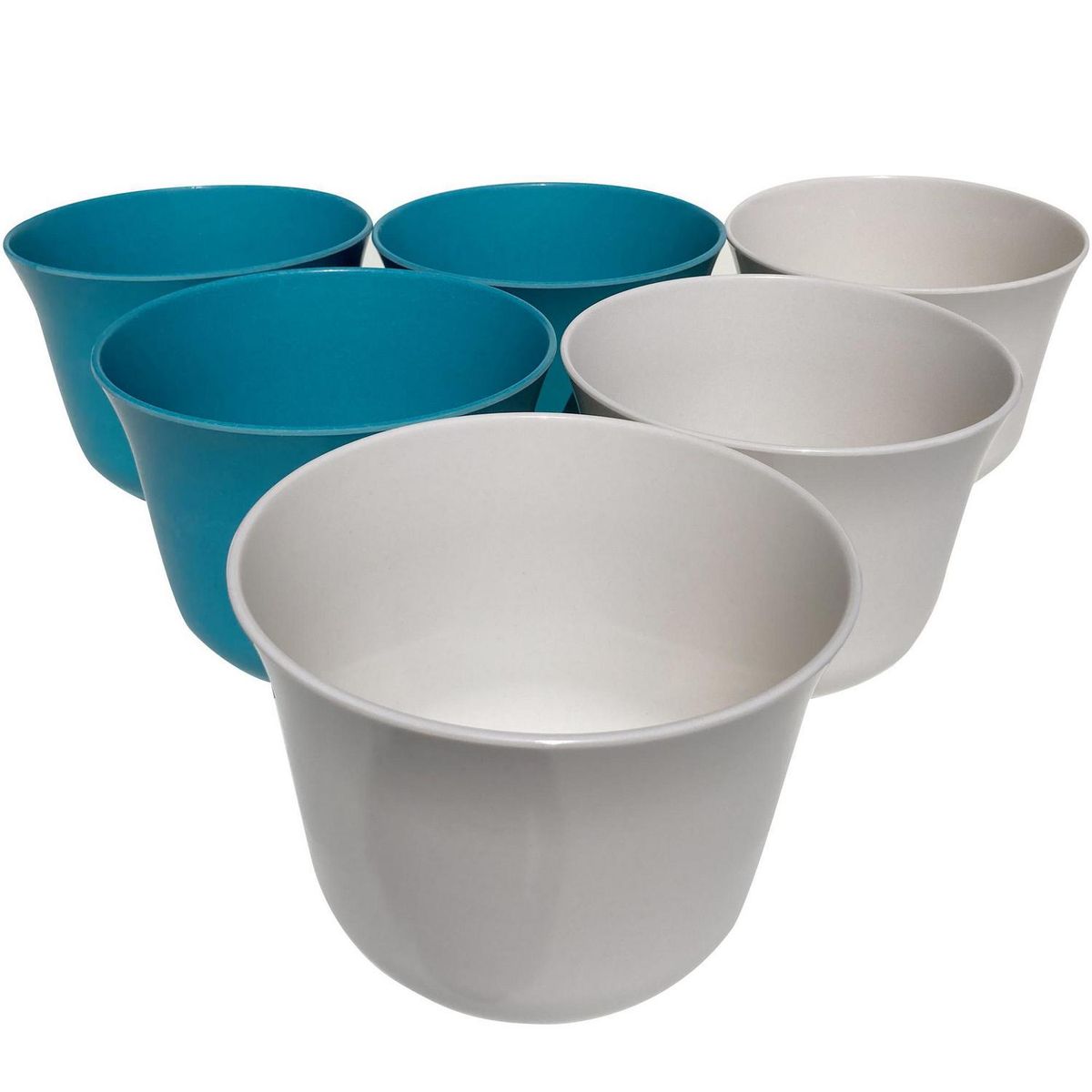DECOGREEN - Set 6 Macetero Biodegradables Curvo 3 blanco, 3 turquesa