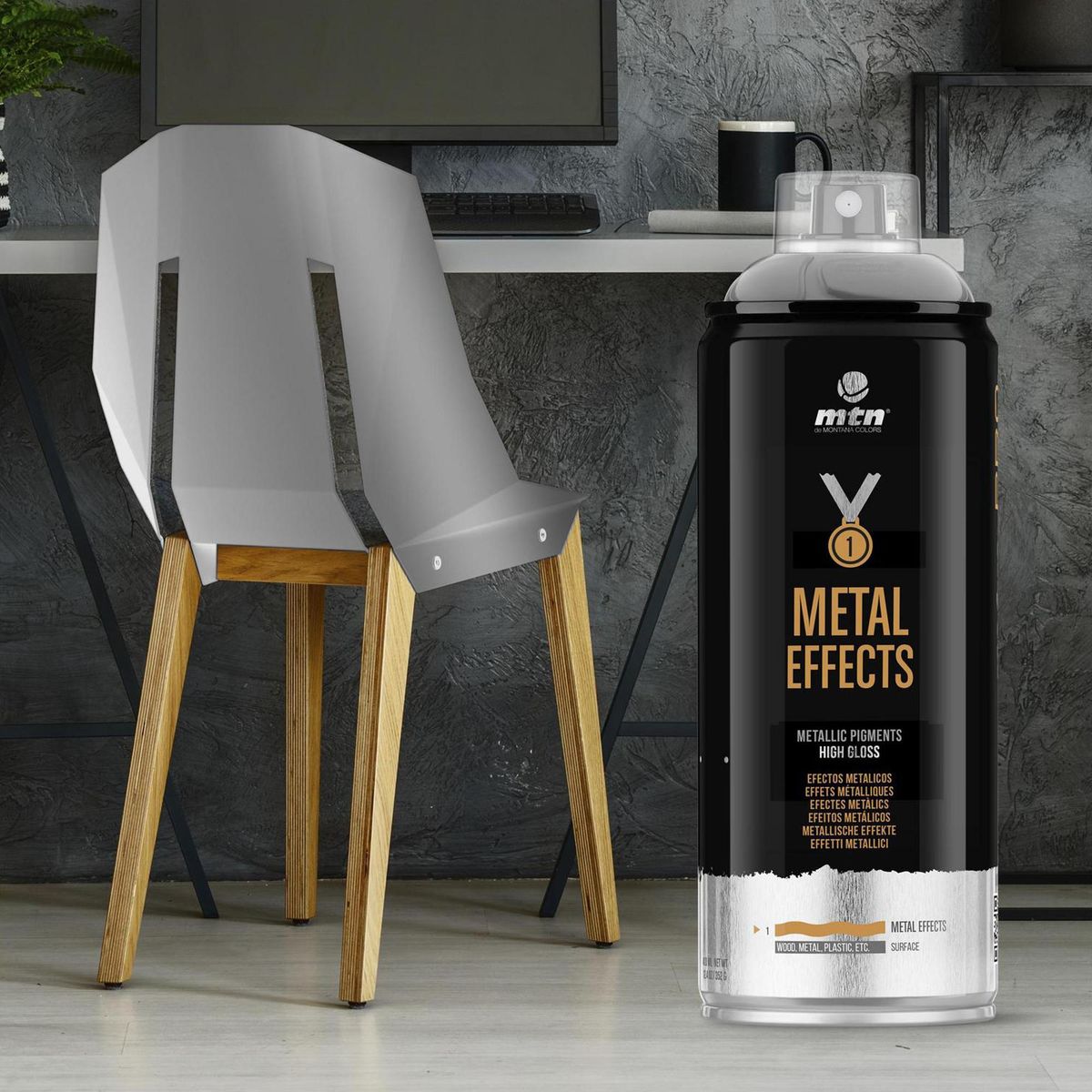 MONTANA COLORS - Pintura Efecto Cromado Spray 0.4 l Brillante Cromado