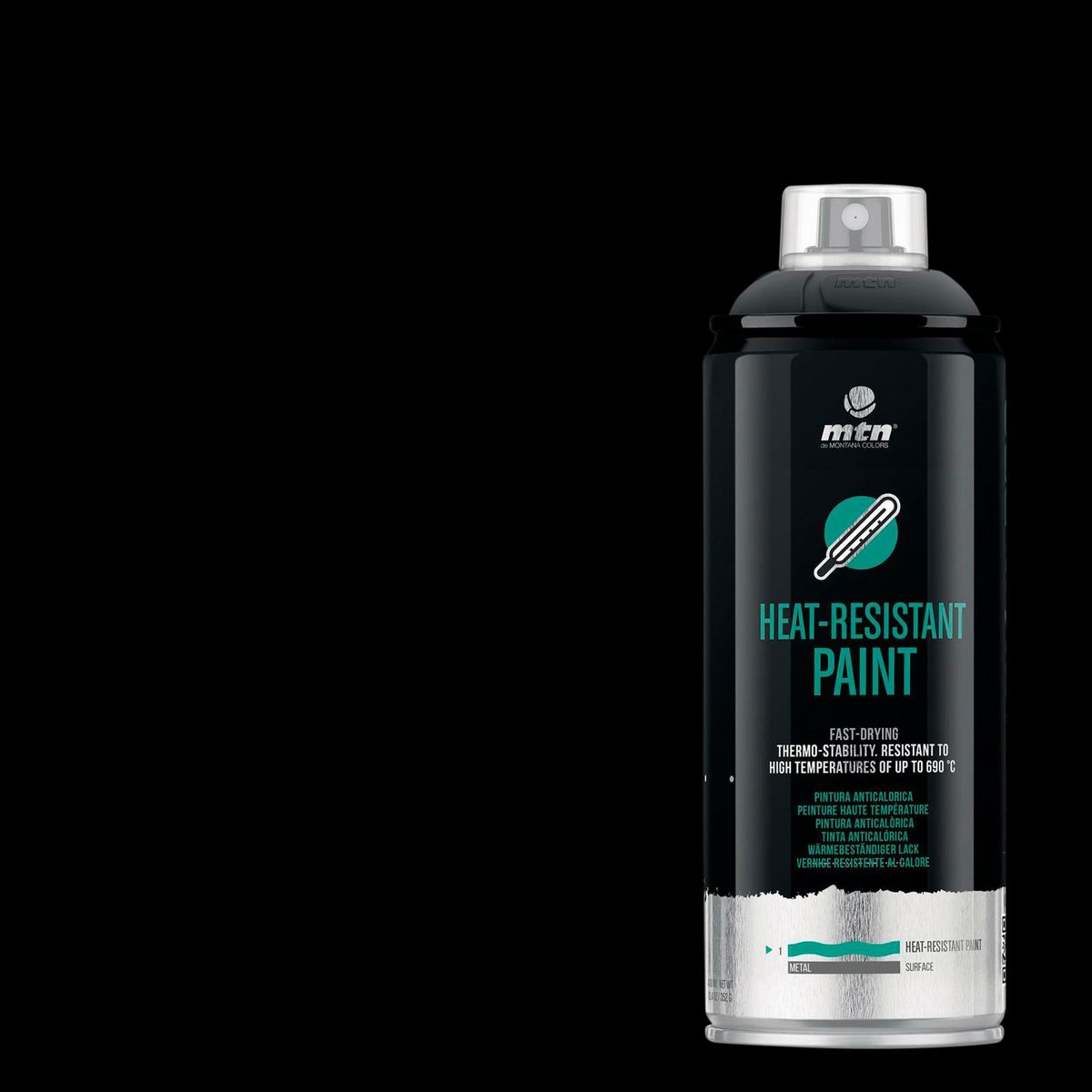 MONTANA COLORS - Pintura Resistente Altas Temperaturas Spray 0.4 l Mate Negro