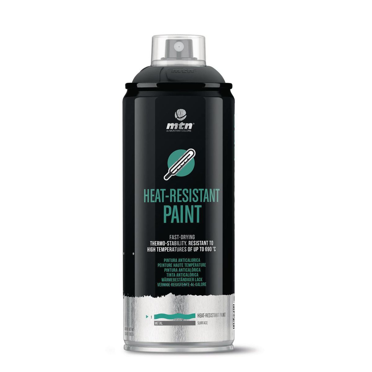MONTANA COLORS - Pintura Resistente Altas Temperaturas Spray 0.4 l Mate Negro