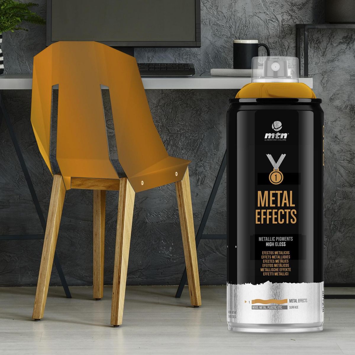 MONTANA COLORS - Pintura Efecto Cromado Spray 0.4 l Brillante Cromado