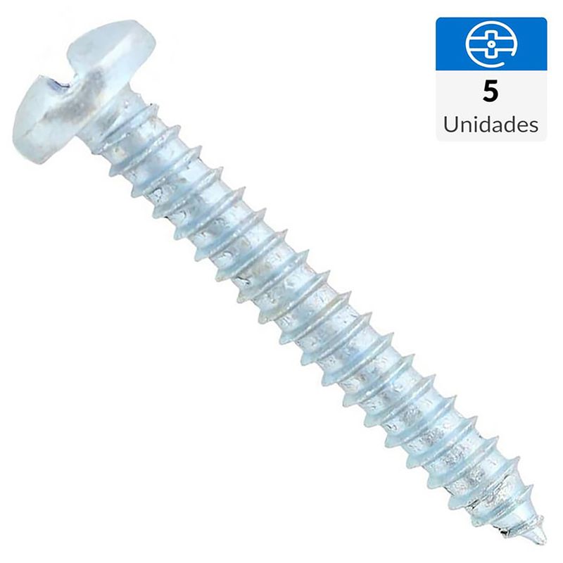 FIXSER - Tornillo Roscalata Cabeza Phillips Metal 1-1/2 " 12 mm 5 Unidades