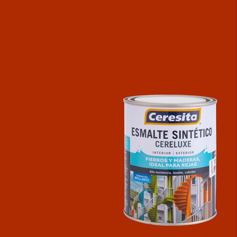 CERESITA - Esmalte Sintético Brillante 1 l Rojo Mandarín