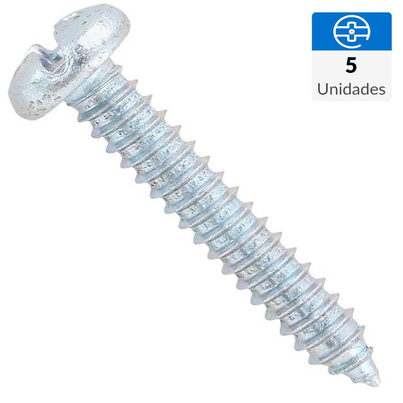 FIXSER - Tornillo Roscalata Cabeza Phillips Metal 1-1/2 " 1/4 " 5 Unidades