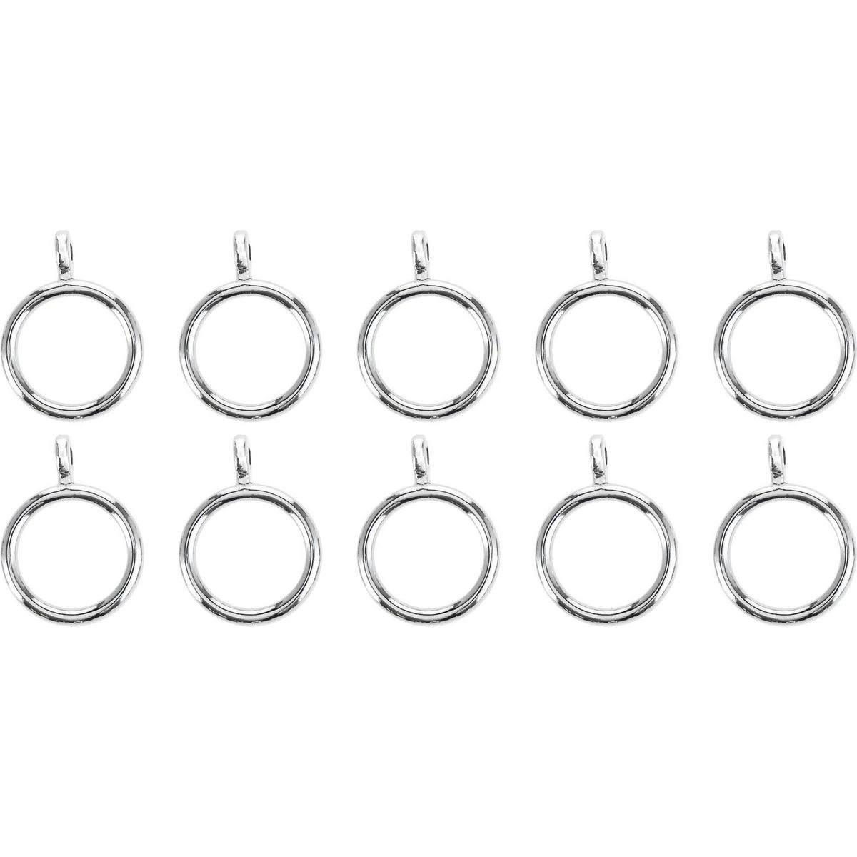 METALHSA - Set de argollas para cortina 10 unidades plateado