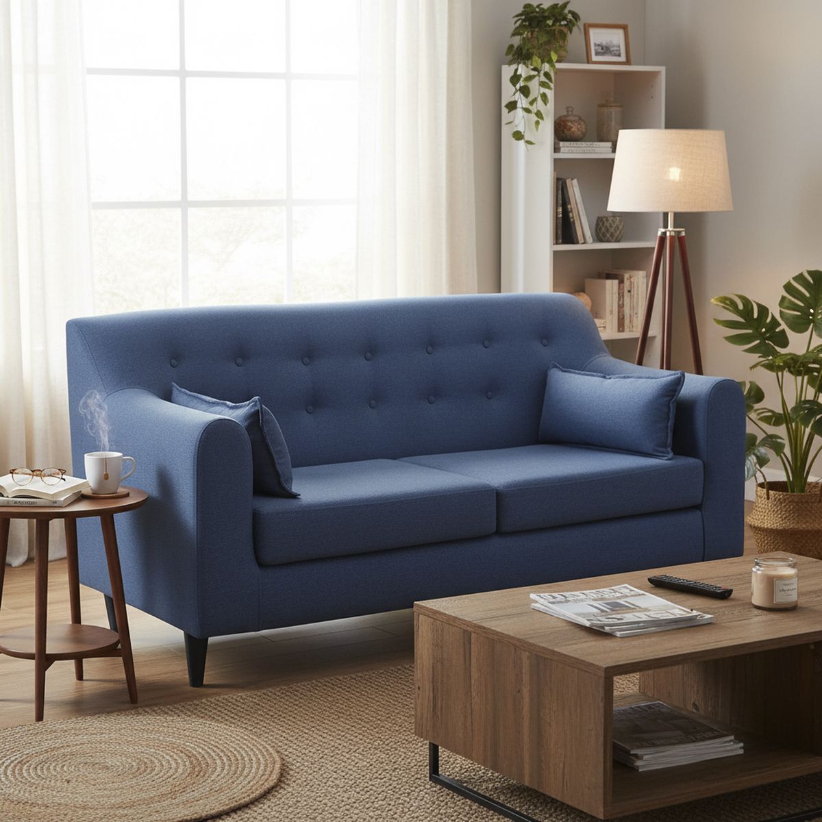 INTERMUEBLES - Sofá 3 cuerpos Dali 200x72x77 cm Azul