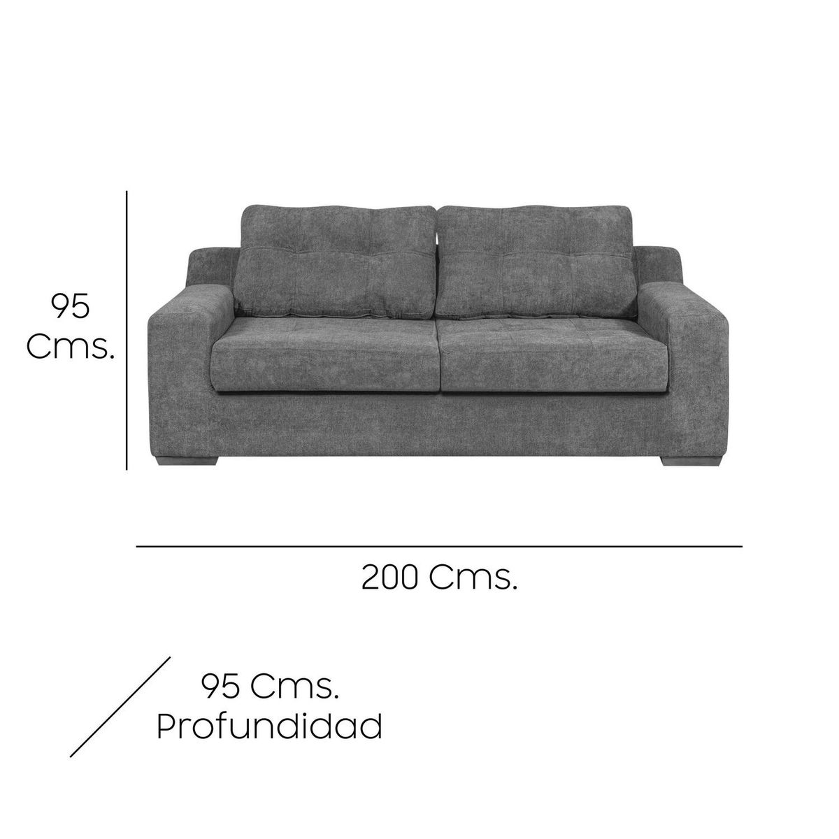 INTERMUEBLES - Sofá 3 cuerpos Santi 180x96x90 cm Rosado