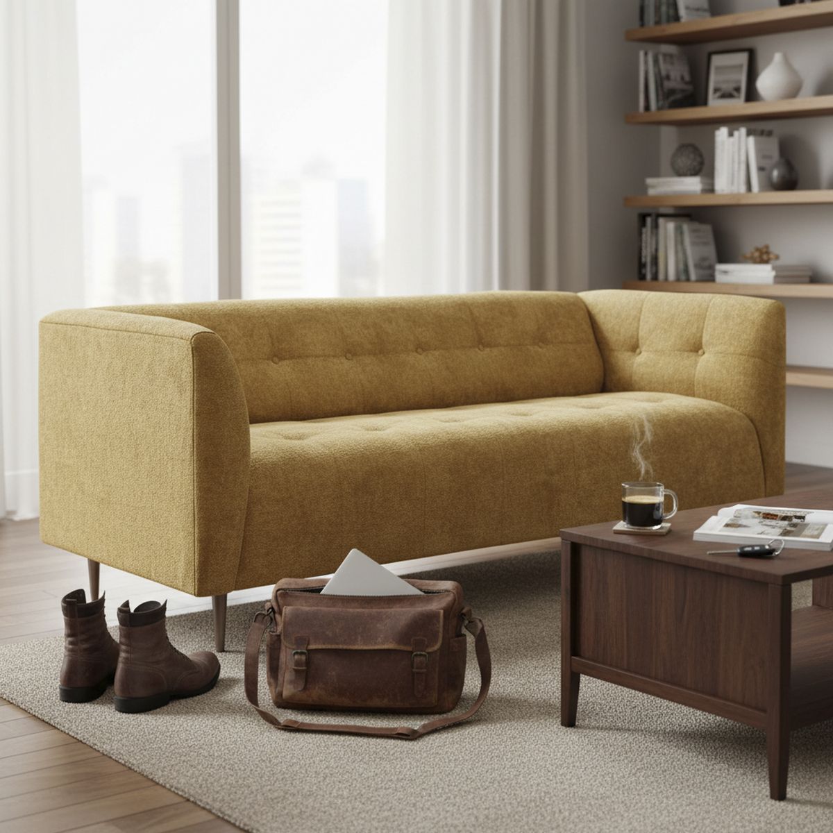 INTERMUEBLES - Sofá 3 cuerpos Dali 200x72x77 cm Amarillo