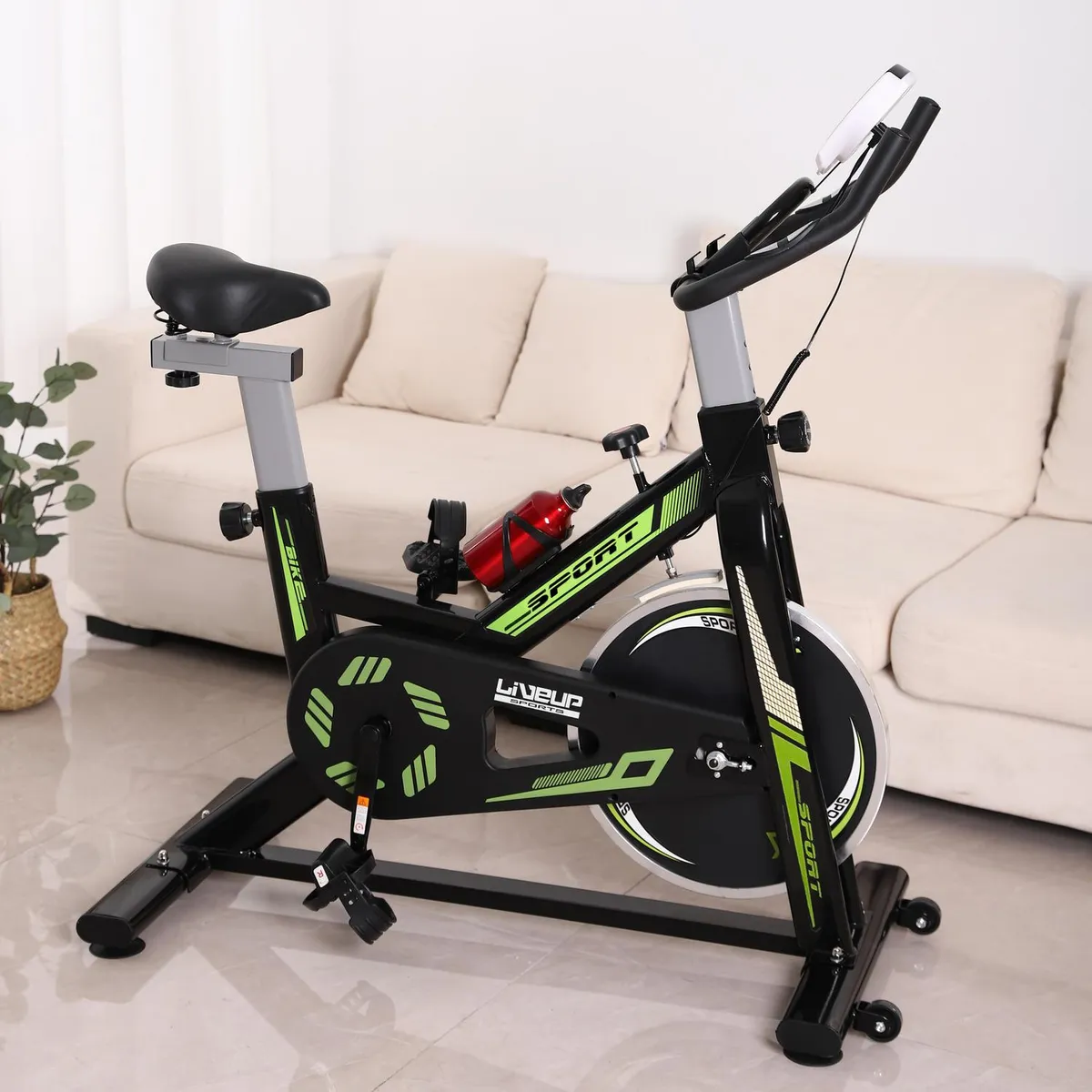 LIVE SPORT - Bicicleta Spinning 7801 Negro/Verde